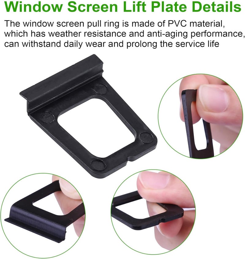 Wulankd 30 Pack Window Screen Pull Tab, Window Screen Lift Plate Replacement Part Flat Spline Groove Pull Plate Clamp, Black - Image 4